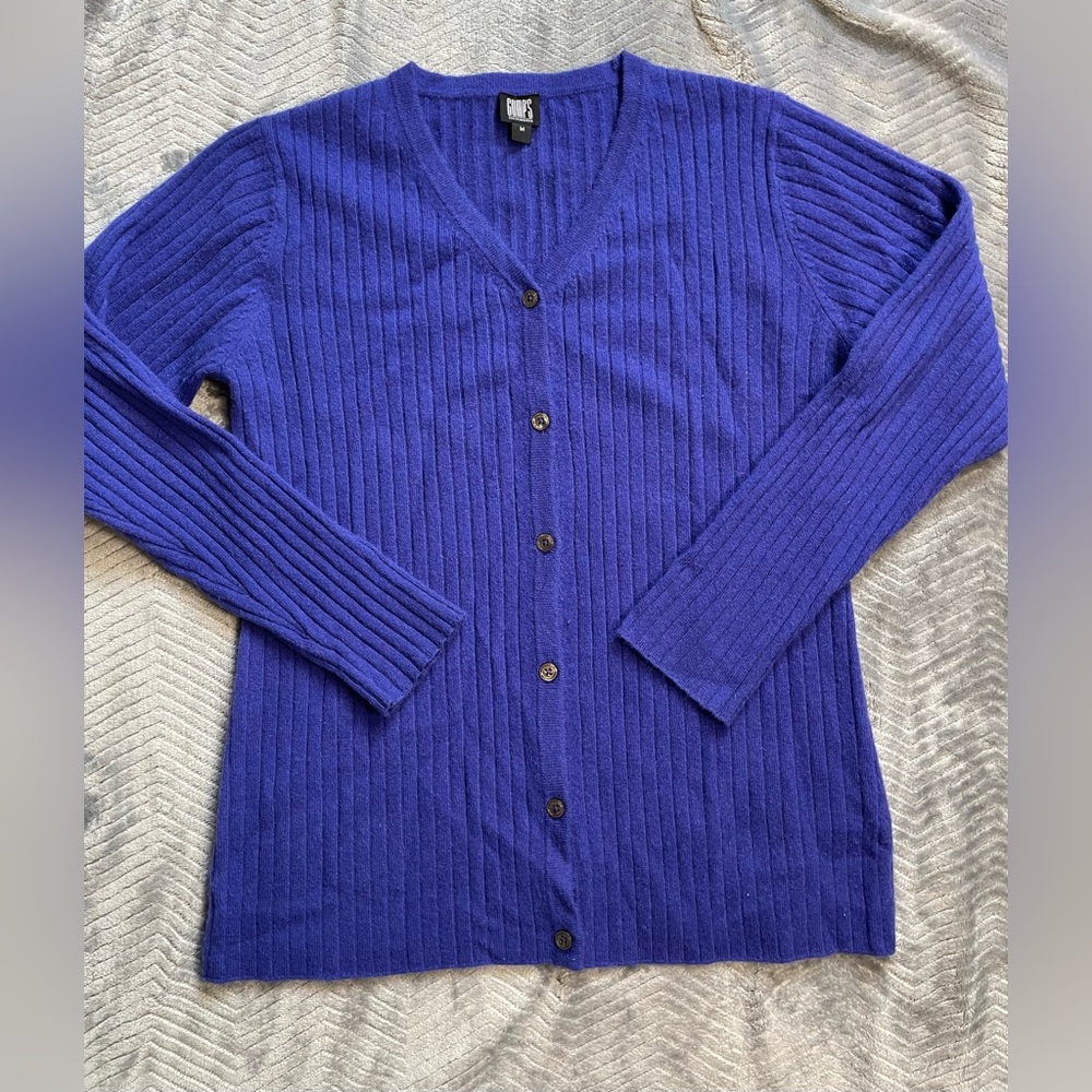 Gumps San Francisco 100% Cashmere Ribbed‎ Cardigan Sweater Medium